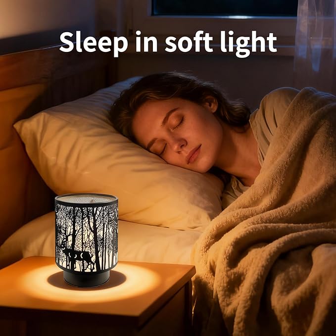 Battery Operated Table Lamp, Cordless Lamps for Home Décor, Nightlight with LED Bulb with Timer for Living Room Bedroom Tabletop Entryway Centerpiece Gift (Tree Pole Animals)