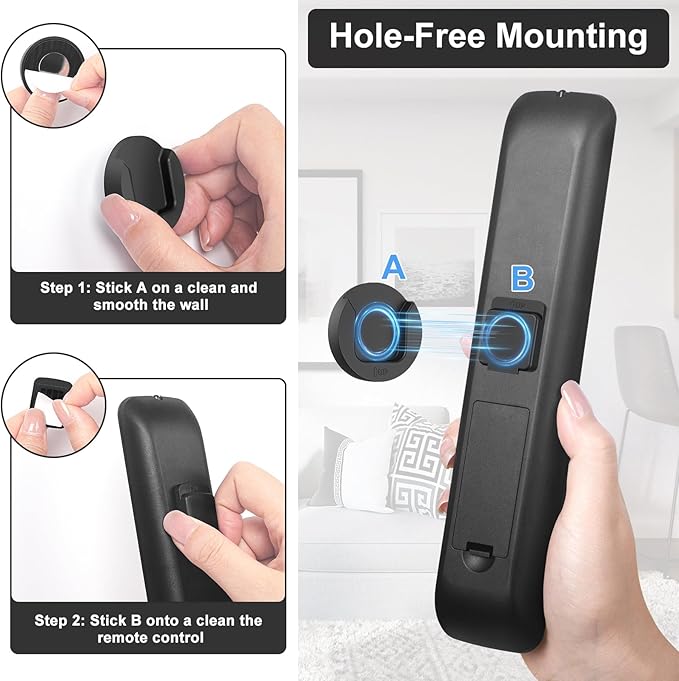 YYILIS Magnetic Remote Control Holder Wall Mount, Self-Adhesive Bedside Caddy for TV Backside/Bedroom/Office/RV Home Organizer Storage(Black 8)