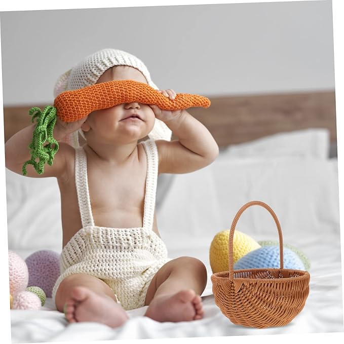 Luxshiny Rectangular Woven Mini Easter Basket for Storage and Decoration Party Storage Holder Handle for Eggs Candies and Items