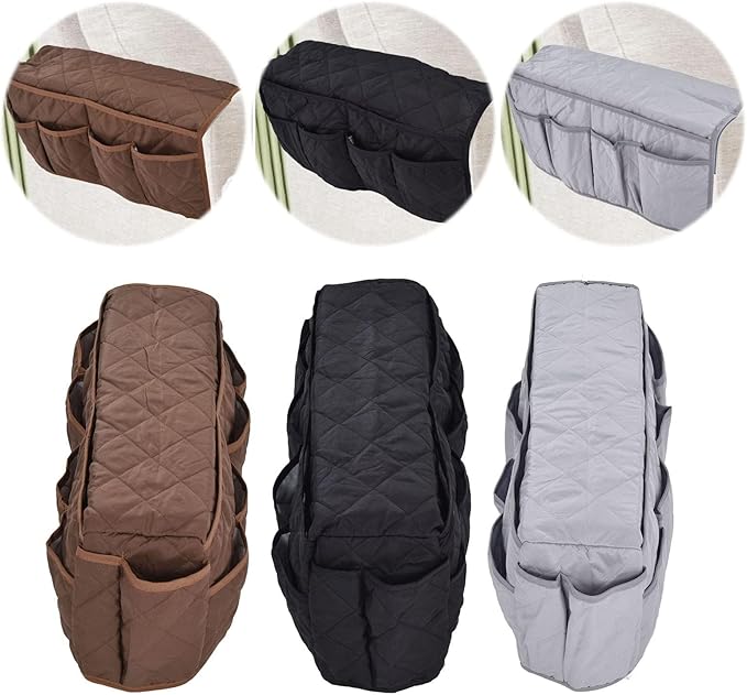 Armchair Caddy, Sofa Armrest Organize for Couch Remote Control Holder Recliner Armrest Organizer Sofa Arm Chair Caddie with Storage(Coffee)