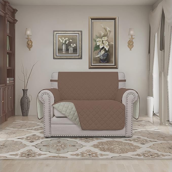 Easy-Going Oversized Chair Sofa Slipcover Reversible Sofa Cover Water Resistant Couch Cover Furniture Protector Cover with Elastic Straps for Pets Dog (Oversized Chair, Brown/Beige)