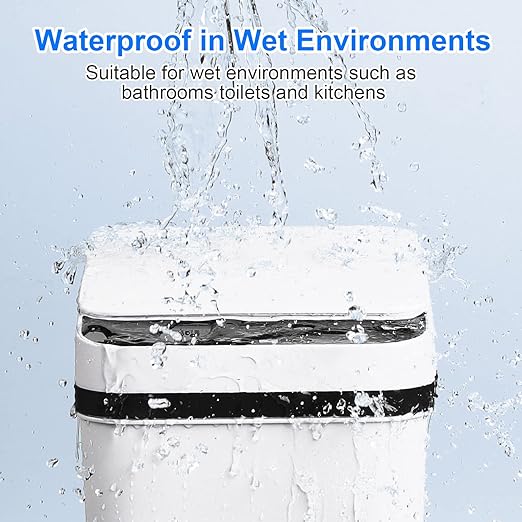 Anborry Bathroom Trash Cans with Lid 2 Pack 2.2 Gallon Touchless Automatic Motion Sensor Small Slim Garbage Can, Smart Electric Narrow Garbage Bin for Bedroom Office Kitchen (White)