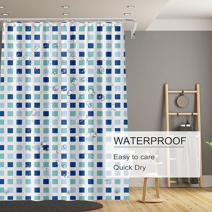 TIKABC Shower Curtain Liner, 4G PEVA Shower Liner, Plastic Peva Waterproof Shower Curtains, 72x72 inch with Grommet Holes 3 Magnetic Weights