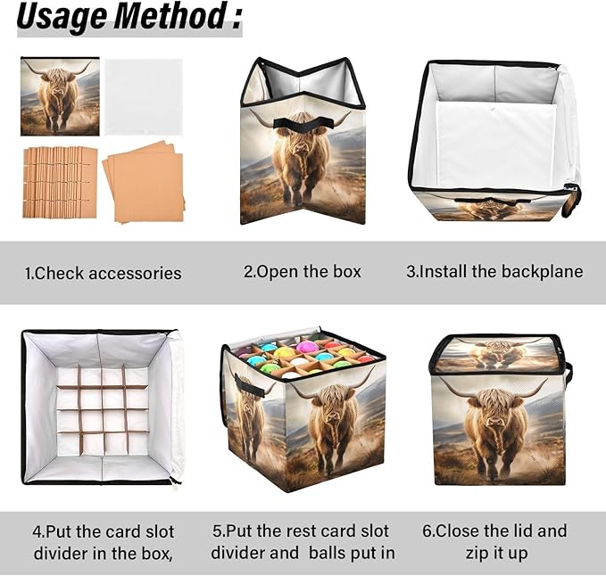 Kigai Highland Cow Christmas Ornament Storage Box with Zipper & Adjustable Dividers Holiday Ornament Organizer Xmas Storage Container, 64 Balls