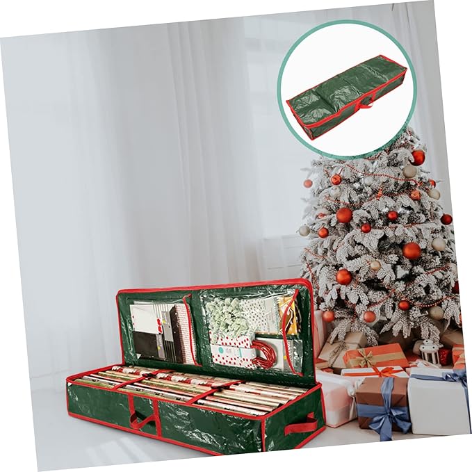 Ciieeo under Bed Storage Bag Wrapping Paper Organizer Decorative Storage Box Large Capacity