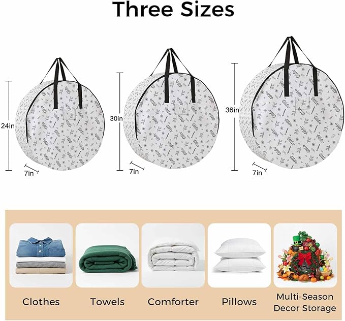 Storage Bag White Wheat Ear Round Storage Totes Bins Closet Organizers with Zippers & Handle Floral Leaf Plant Clothes Storage Container for Bedroom Dorm Space Saving Packing Supplies Moving Bags