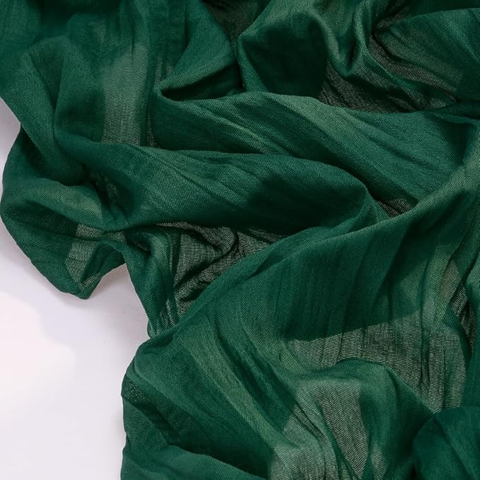 Socomi 2pcs Emerald Green Cheesecloth Table Runner Easter Spring Boho Rustic Gauze 120 inch 10FT Cheese Cloth Runner for Wedding Party Baby Shower Birthday Home Decor Holiday Decorations