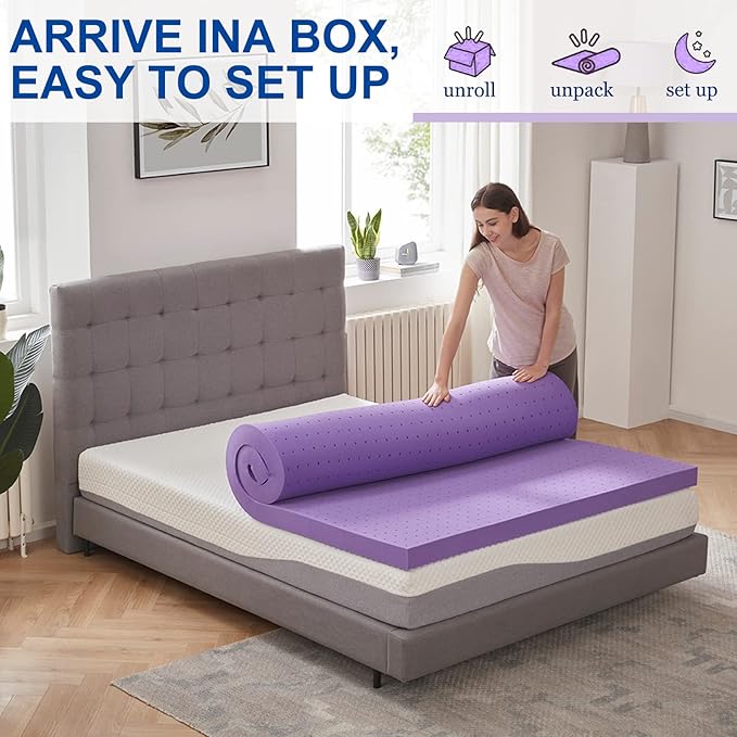 SINWEEK 3.9 Inch Gel Memory Foam Mattress Topper Ventilated Soft Pressure Relieve Mattress Pad, Breathable Bed Topper, CertiPUR-US Certified, Full Size