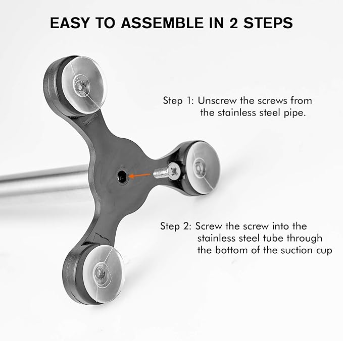 TOPKITCHEN 2 Pcs Stainless Steel Countertop Paper Towel Holder, Heavy Duty Weighted Base with Suction Cups, Free Standing Kitchen Roll Holder for Wall or Table
