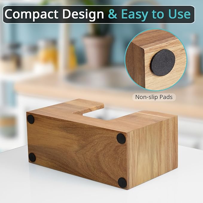 Paper Towel Dispenser Countertop, Acacia Wood Bathroom Paper Towel Holder for Home, Napkin Holder for Kitchen, Multifold C-Fold, Z-Fold, Trifold Paper Hand Towel Dispenser for Bathroom Toilet