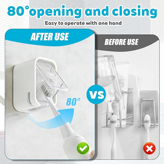 Bathroom Toothbrush Holder 2-Pack, Wall-Mounted with Cover, Single Toothbrush Storage Organizer, Suitable for Home and Travel (Clear)