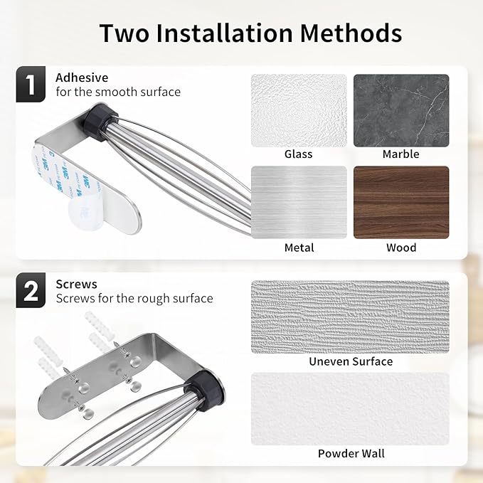 Fixwal Paper Towel Holder Under Cabinet, Single Hand Operable Wall Mount Paper Towel Holder with Damping Effect, Bend-Resistant, Self-Adhesive or Drill Mounting for Kitchen Bathroom, Silver