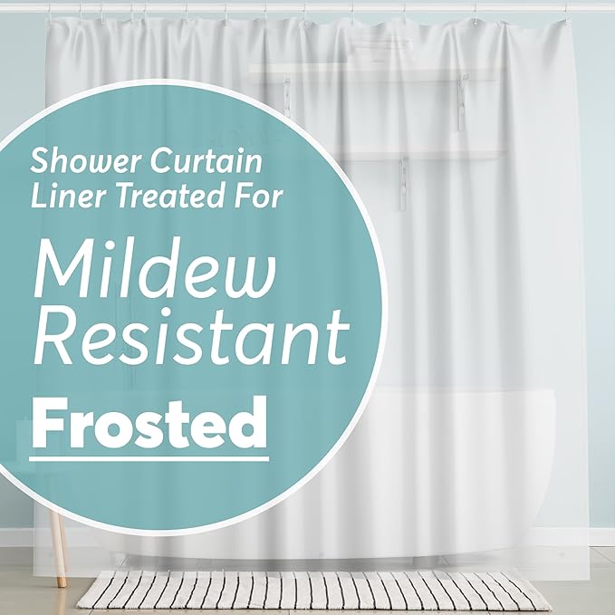 BigFoot Shower Curtain Liner – 72 x 84 PEVA Premium Shower Curtain with Rustproof Metal Grommet and 3 Magnetic Weights – Odor Free and Compatible with Standard Showers, Frosted