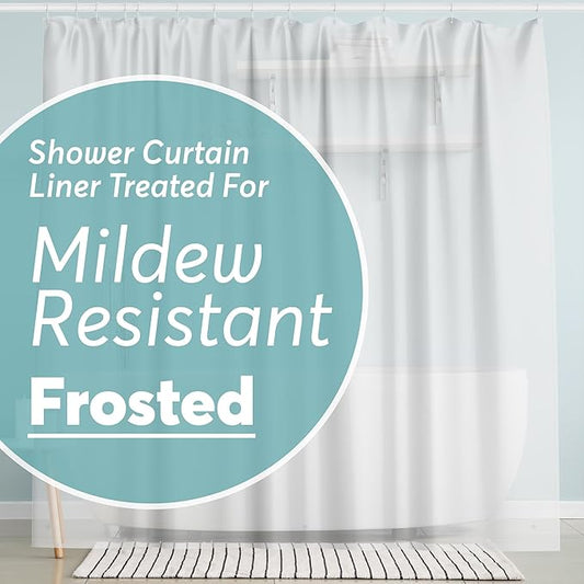 BigFoot Shower Curtain Liner – 72 x 84 PEVA Premium Shower Curtain with Rustproof Metal Grommet and 3 Magnetic Weights – Odor Free and Compatible with Standard Showers, Frosted