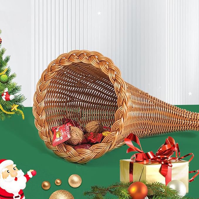 Woven Storage Basket Christmas Decorative Horn Shape Holder Parties AnUnique Addition Decor Christmas Ornaments