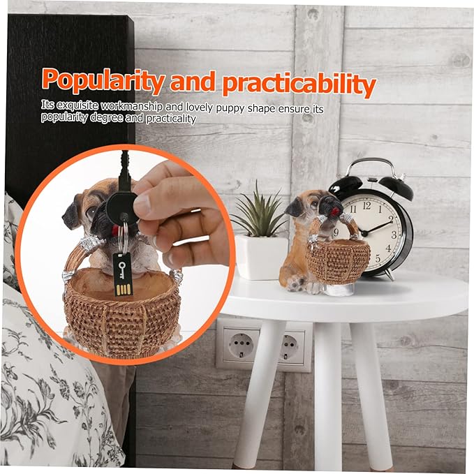 ABOOFAN 1Pc Creative Puppy Adornment Resin Keys Holder Basket for Desktop Organization Storage Container for Home and Entryway Unique Dog Statue Design