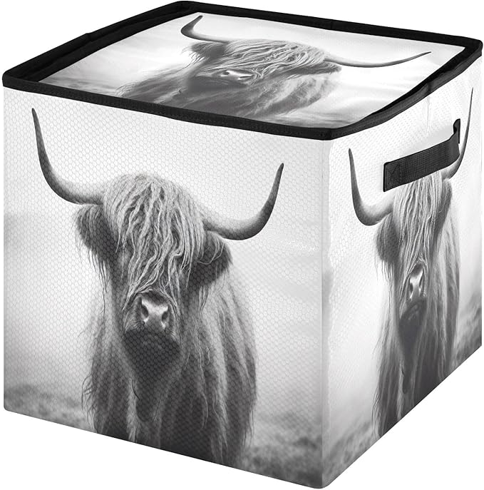 Kigai Highland Cow Christmas Ornament Storage Box with Zipper & Adjustable Dividers Holiday Ornament Organizer Xmas Storage Container, 64 Balls