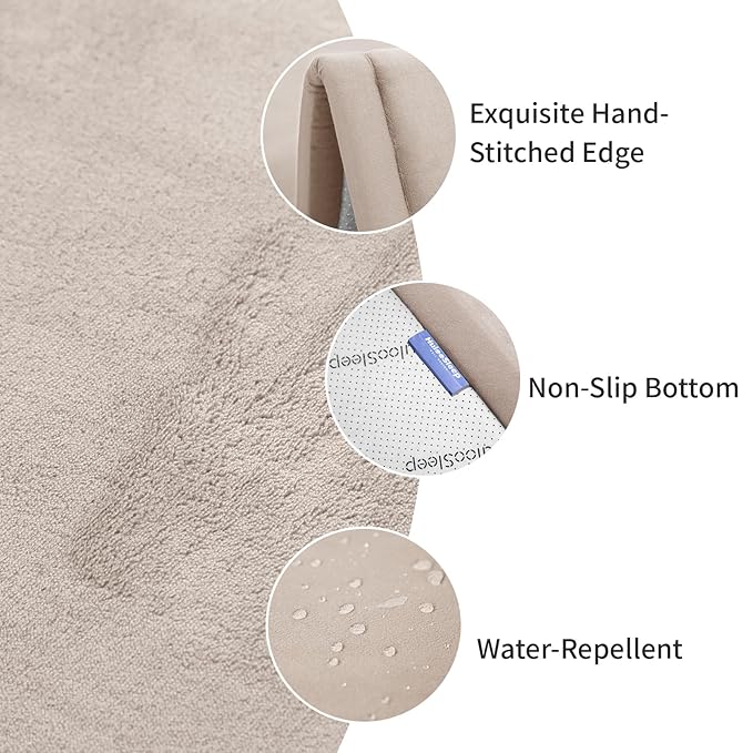 Huloo Sleep Ultra Soft Baby Play Mat for Floor, 1.3" Thick Elasti-Foam 59x59 Play Mat for Playpen,Water-Repellent Coral Velvet for Tummy Time, Non-Slip Backing,Safe for Toddlers & Infants（Beige）