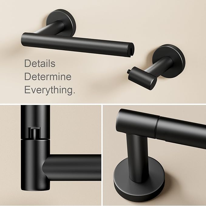 POKIM Matte Black Toilet Paper Holder, Stainless Steel Double Post Pivoting Wall Mount Holder, Fits Mega Large/Jumbo Rolls, Commercial Bathroom Tissue Dispenser for Home & Commercial Use