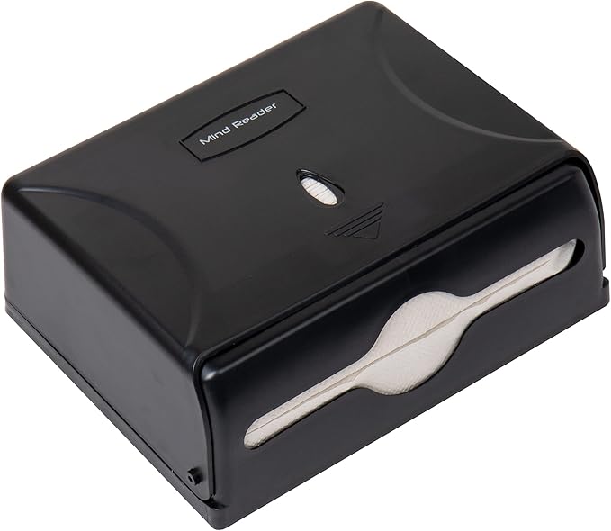 Mind Reader Paper Towel Dispenser, Tri-Fold Towel Holder, Restroom, Wall Mount, Bathroom, Black