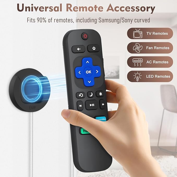 YYILIS 6.5 Ft Magnetic Remote Control Holder, 3 Pack Stretchy Remote Control Tether Wall Mount with Adjustable Leash and Strong Double N52 Magnets for TV/AC/Light/Fan, Home & RV Organizer Supply