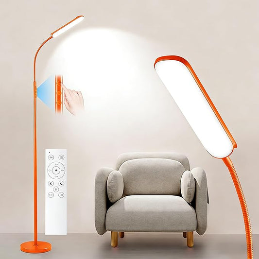 Yikuneng Dimmable LED Floor Lamp, Super Bright Reading Lamps Floor Standing lamp with Remote & Touch Control, Orange