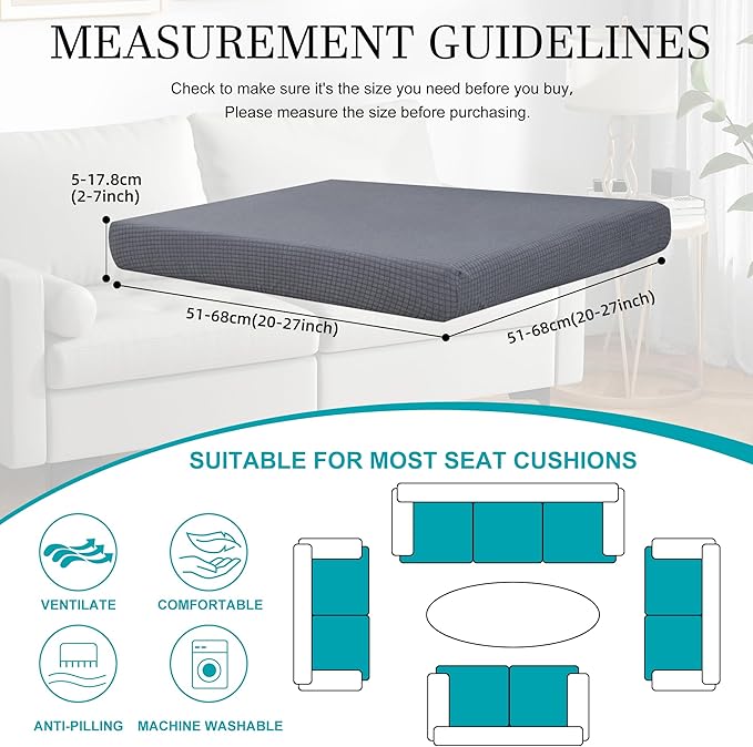 BIETYONE 12Pcs Stretch Patio Cushion Covers,Outdoor Couch Covers Replacement,Outdoor Couch & Sofa Slipcovers,for Patio Furniture Cushion Covers,Washable Reusable Furniture Protector (Grey,Cover Only)