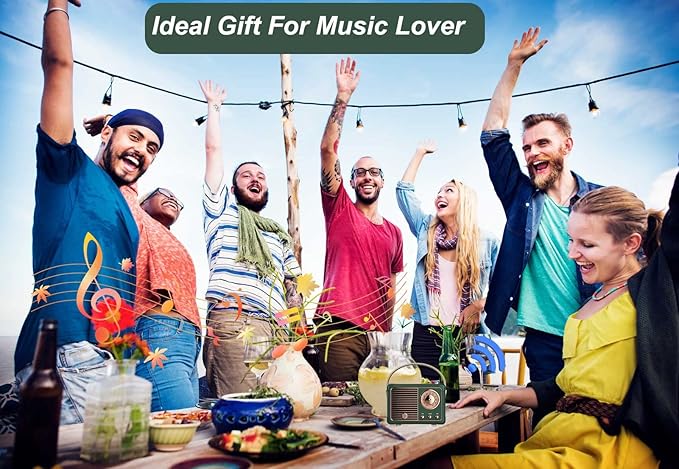 Dosmix Retro Bluetooth Speaker, Vintage Decor, Mini Wireless Bluetooth Speaker, Cute Old Fashion Style for Kitchen Desk Bedroom Office Party Outdoor Accessories for iPhone Android (Green)