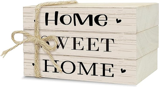 Mini Decorative Books For Home Decor, Small Wood Book Stack For Table Decor, Home Sweet Home decoration Books For Living Room Bookshelf, Farmhouse Stacked Books decoration（L52)