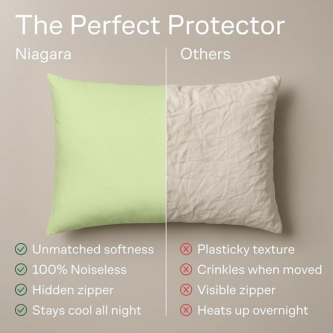 Ultra Soft Pillow Protectors with Zipper King Size - Set of 4 Breathable Pillow Covers - 100% Protection Against Stains, Dust & Dirt - Machine Washable (Sage)