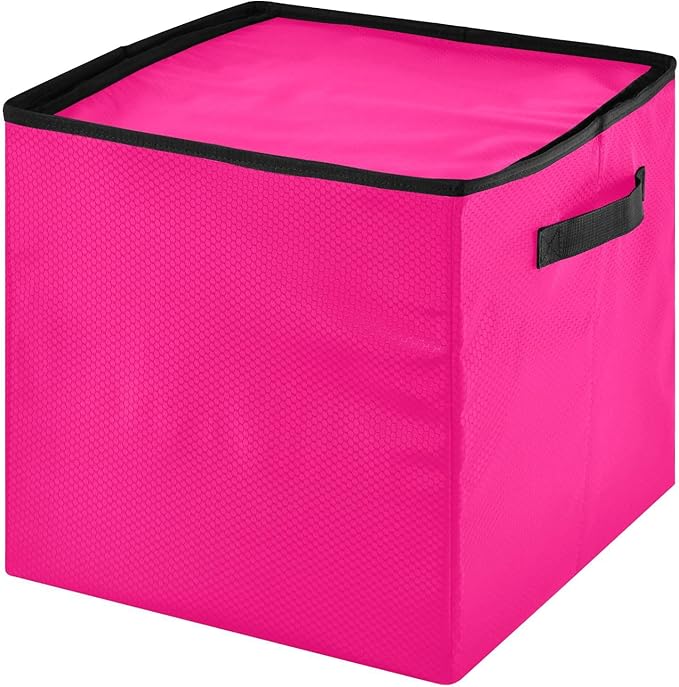 Hot Pink Christmas Ornament Storage Basket Box Holiday Storage Container Cube with Adjustable Dividers for 64 Holiday Ornaments or Decorations Keeps Clean and Dry for Next Season