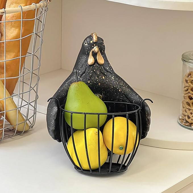 Bucolic Hugging Chicken Storage Basket Iron Frame Glues Multipurpose Organizers for Wedding Party Home Decors - Black