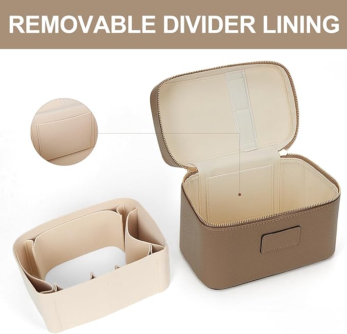 HiTotes Makeup Bag Vanity Case for Women Leather Cosmetic Bag Travel Toiletry Bags Portable Makeup Organizer Case