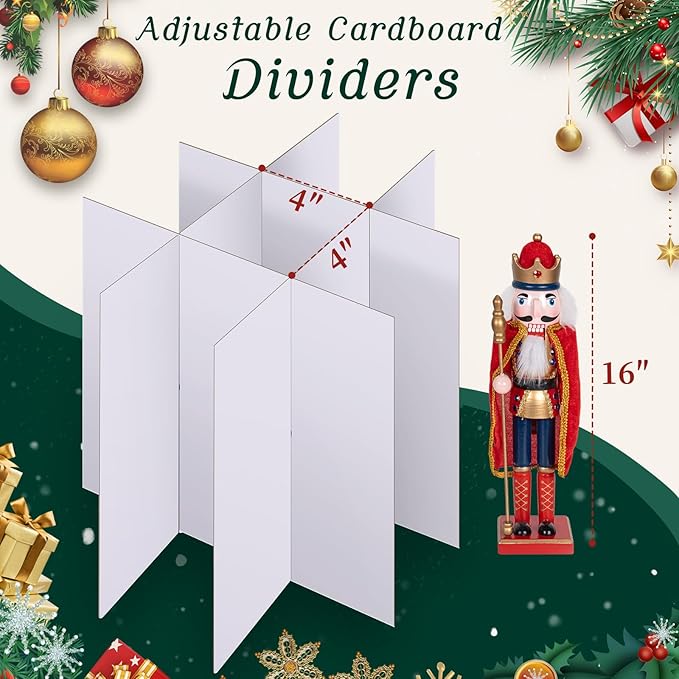 Christmas Nutcracker and Figurine Collectible Storage Box Stores Up to 9 16" Nutcrackers Holiday Ornaments Storage Box with Adjustable Dividers Zippered Top Xmas Decorations Storage Containers