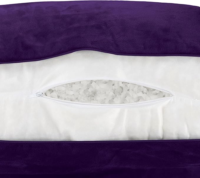 Husband Pillow Reading Pillow with Arms - Standard Backrest for Sitting Up in Bed - Firm Support Bed Rest Pillow for Adults, Neck Roll, Removable Cover -TV, Reading, Lounging - Purple