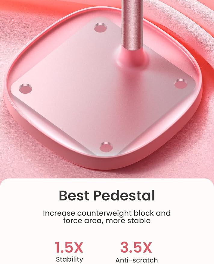 LISEN Pink Vanity Girls Room Decor Kitchen Decor and Accessories, Cute Pink Phone Stand Bathroom Essentials Decor Desk Accessories for Kindle Stand iPad mini Moms Gift Birthday Decorations 4-10 inch