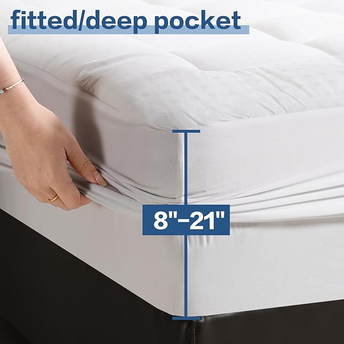LEISURE TOWN Cotton Mattress Pad Full Size Fitted Quilted Mattress Cover Pillow Top Mattress Topper Cooling Soft Breathable Mattress Protector with 8-21 Deep Pocket,Machine Washable (54x75 White)