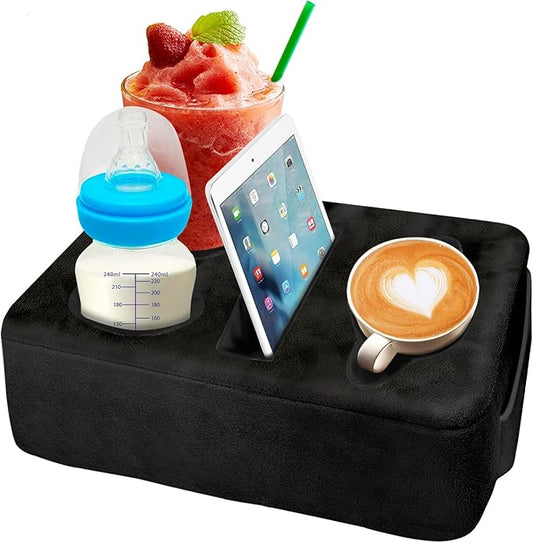 4 Hole Couch Cup Holder Tray, Cup Holder for Bed Suitable for Cup Holders on Sofas, beds, Camping, RVs, Cars, and Beaches.Black