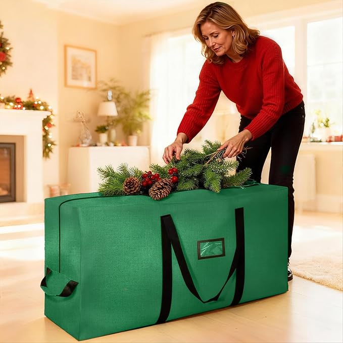 Christmas Tree Storage Bag 9 Ft, Tree Bags for Storage 9 Foot Christmas Tree Bag Storage Box - Strong, Extra Large, Waterproof, Reinforced Handles, Dual Zippers, Wide Opening Green Xmas Tree bag
