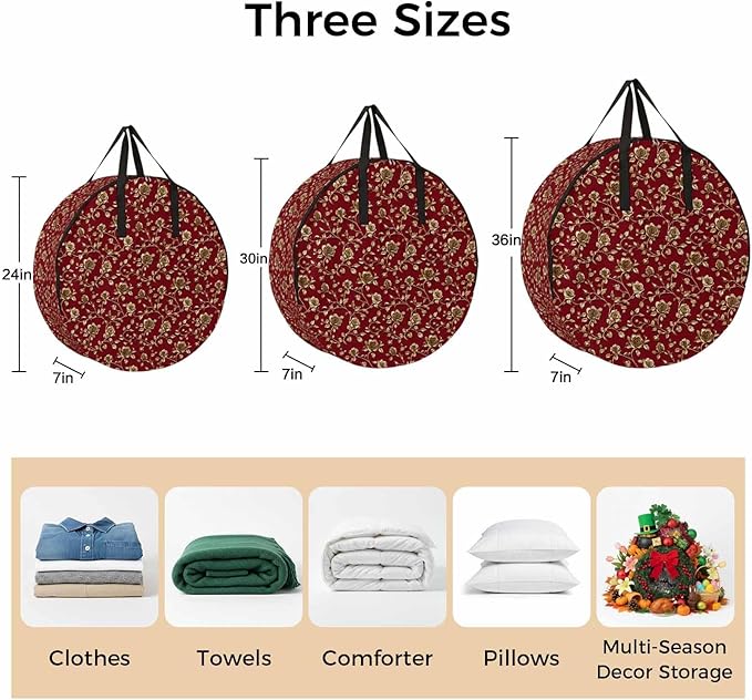 Yellow Roses Round Storage Bag 30 Inch, Christmas Xmas Red Background Clothes Storage Container with Handles Heavy Duty Organizer for Comforter, Bedding & Holiday Wreaths