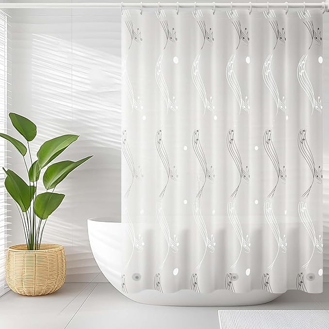 TIKABC Blue Shower Curtain Liner, 4G PEVA Shower Liner, Plastic Peva Waterproof Shower Curtains, 72x72 inch with Grommet Holes 3 Magnetic Weights