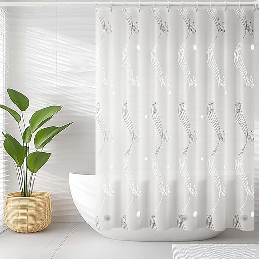 TIKABC Blue Shower Curtain Liner, 4G PEVA Shower Liner, Plastic Peva Waterproof Shower Curtains, 72x72 inch with Grommet Holes 3 Magnetic Weights