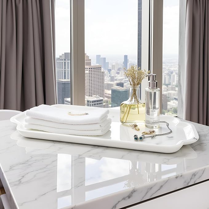 Marmor Marble Perfume Tray Bathroom Tray for Decorative,Candles,Jewelry Stone Vanity Tray,Kitchen Counter Decor and Home Decorative Tray(Calacatta Marble) Jewelry Tray Unique Festival Gifts