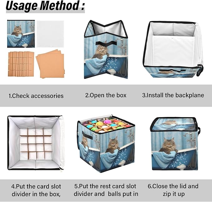 Kigai Bathroom Cat Christmas Ornament Storage Box with Zipper & Adjustable Dividers Holiday Ornament Organizer Xmas Storage Container, 64 Balls