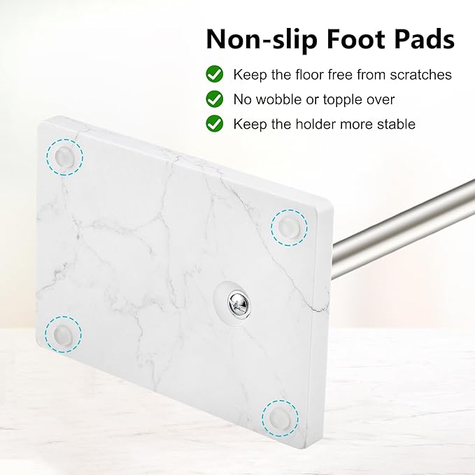 Toilet Paper Holder Free Standing, 6 Rolls Modern Stainless Steel Standing Bathroom Toilet Paper Roll Holder Stand with Storage Brushed Nickel Tissue Holder, Marble Base, Naturous