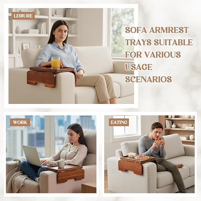 Kathfly Birthday Gifts for Mom, Mothers Day Gift 13.75" x 9.5" Couch Arm Table, to The World You Are a Mother But to Us You Are The World, Wooden Sofa Arm Tray, Mothers Day Gifts from Son Daughter