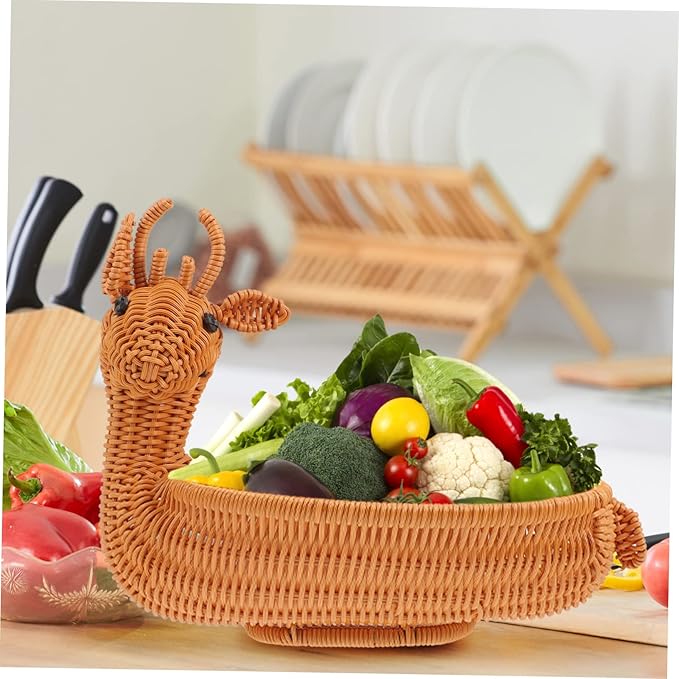 PRETYZOOM Christmas Elk Woven Storage Basket for Home Festive Decorative Container for Snacks Candy and Ornaments for Holiday Table Display and Organization