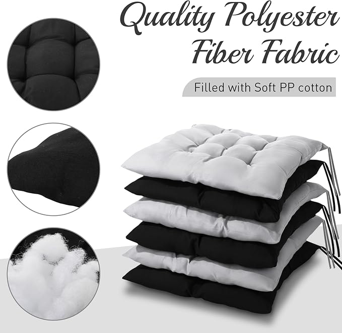 Geetery 12 Pcs Floor Pillows Bulk Seating Cushions for Floor Chair 15.7'' Large Meditation Cushion for Yoga Living Room Tatami Bedroom Balcony Office (Black Grey,Square)