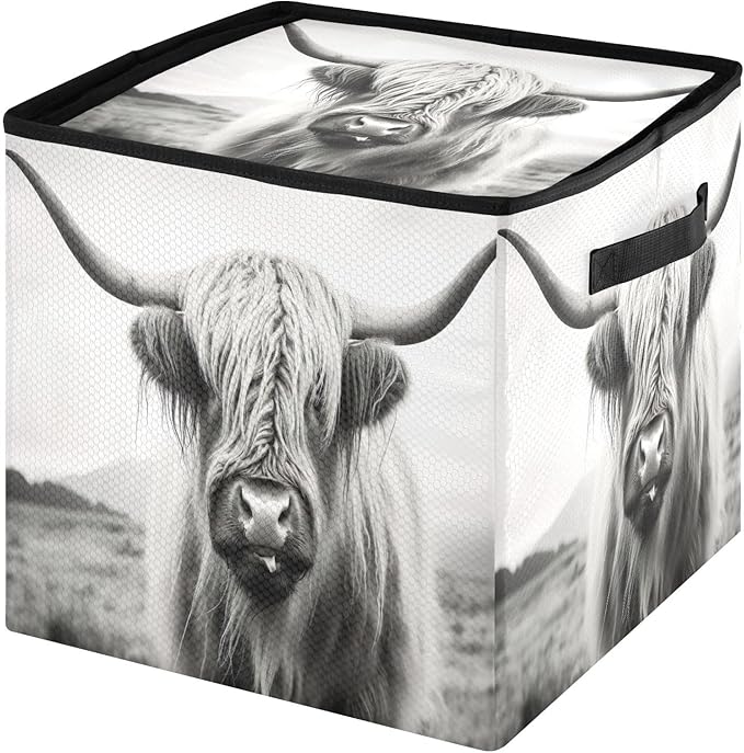 Kigai Highland Cow Christmas Ornament Storage Box with Zipper & Adjustable Dividers Holiday Ornament Organizer Xmas Storage Container, 64 Balls