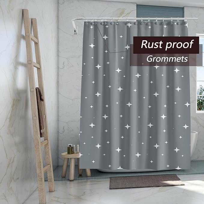 TIKABC Black Shower Curtain Liner, 4G PEVA Shower Liner, Plastic Peva Waterproof Shower Curtains, 72x72 inch with Grommet Holes 3 Magnetic Weights